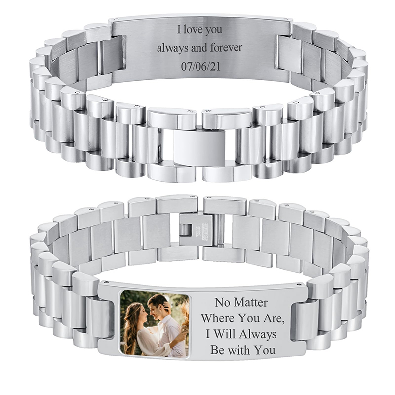 Jewelry Style Watches - Aangepaste foto tekst armband horlogeband roestvrij