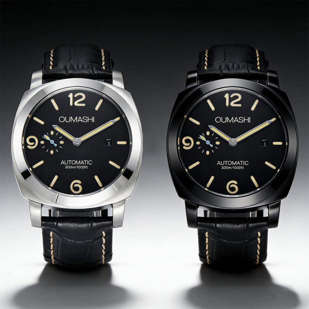 Leather Bracelet - 44 mm herenhorloge Seagull ST2555 uurwerk