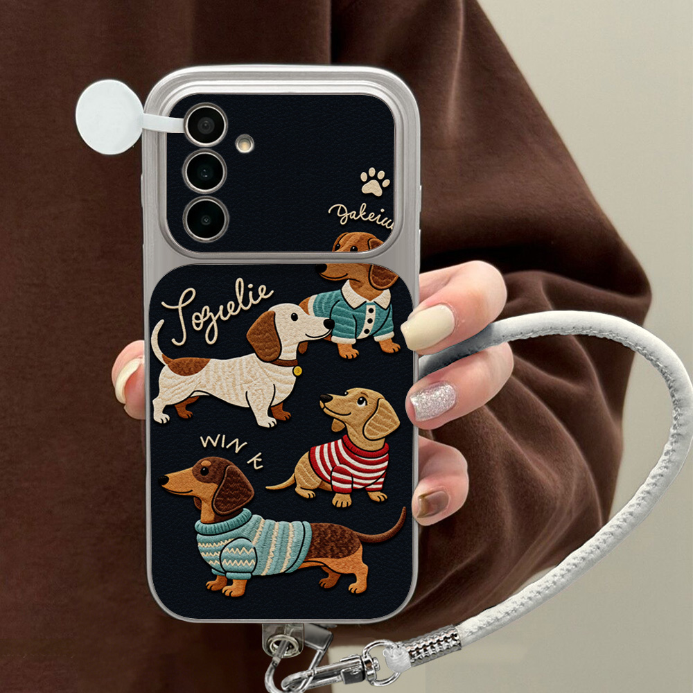 Leather Bracelet - Cartoon Dachshund Telefoonhoesje voor Samsung A56