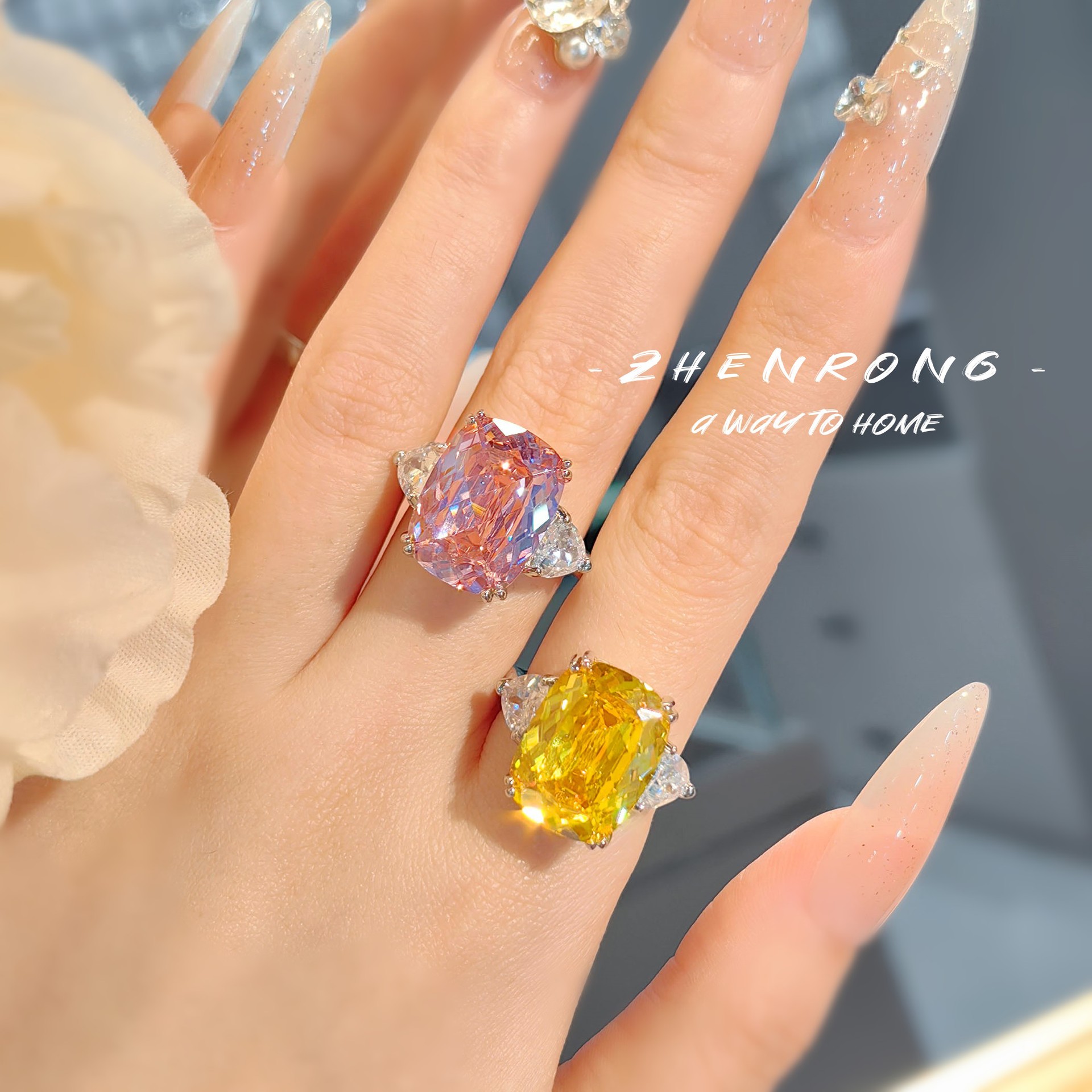 Statement Cocktail Ring - S925 sterling zilveren ring luxe roze