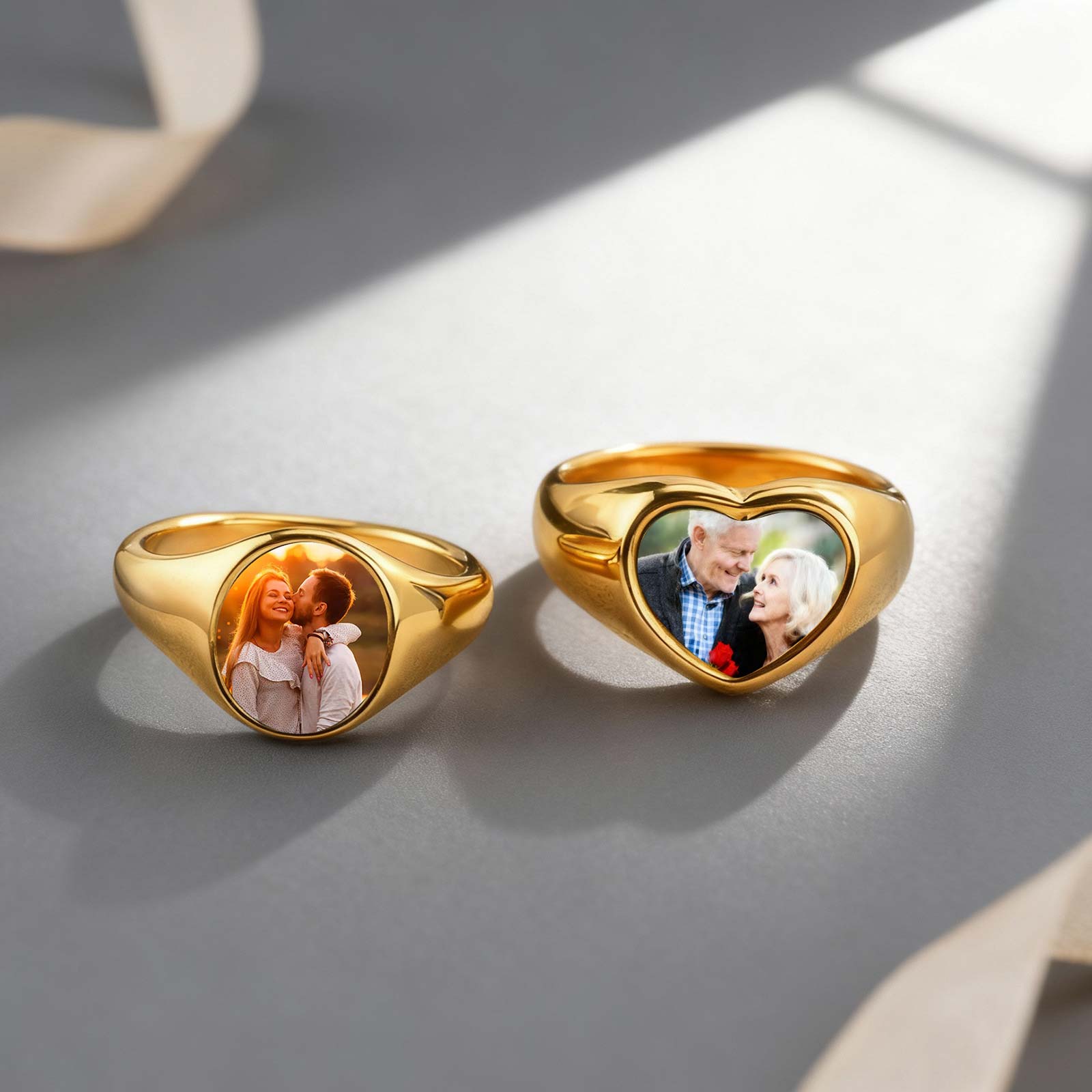 Statement Cocktail Ring - Aangepaste foto zegelring voor vrouw roestvrij