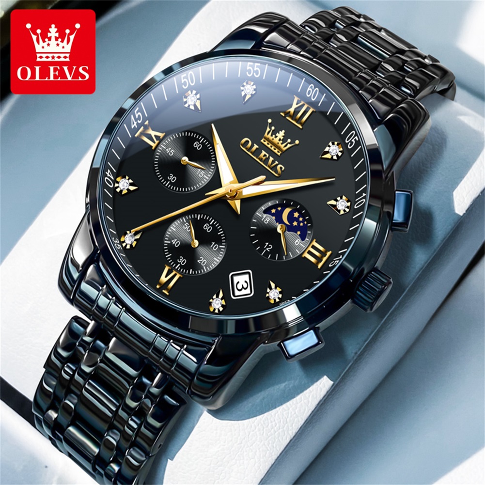Jewelry Style Watches - OLEVS Populaire herenhorloges roestvrij staal zwart