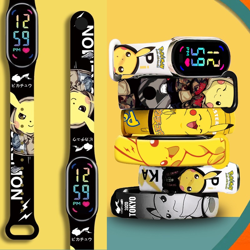 Jewelry Bracelet Watches - Pikachu LED-kinderhorloge Waterdicht touchscreen Digitaal sportpolshorloge
