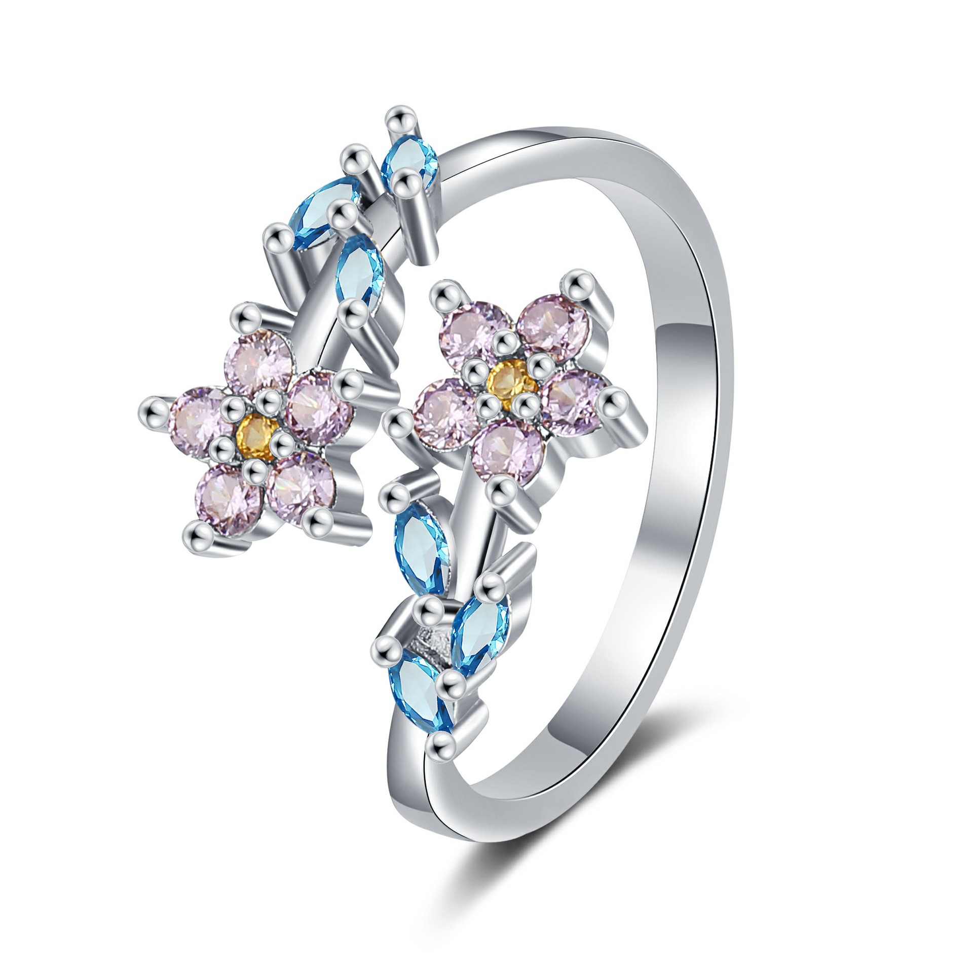 Statement Cocktail Ring - 925 Sterling Zilveren Bloemenbladringen Damesmode Creatieve