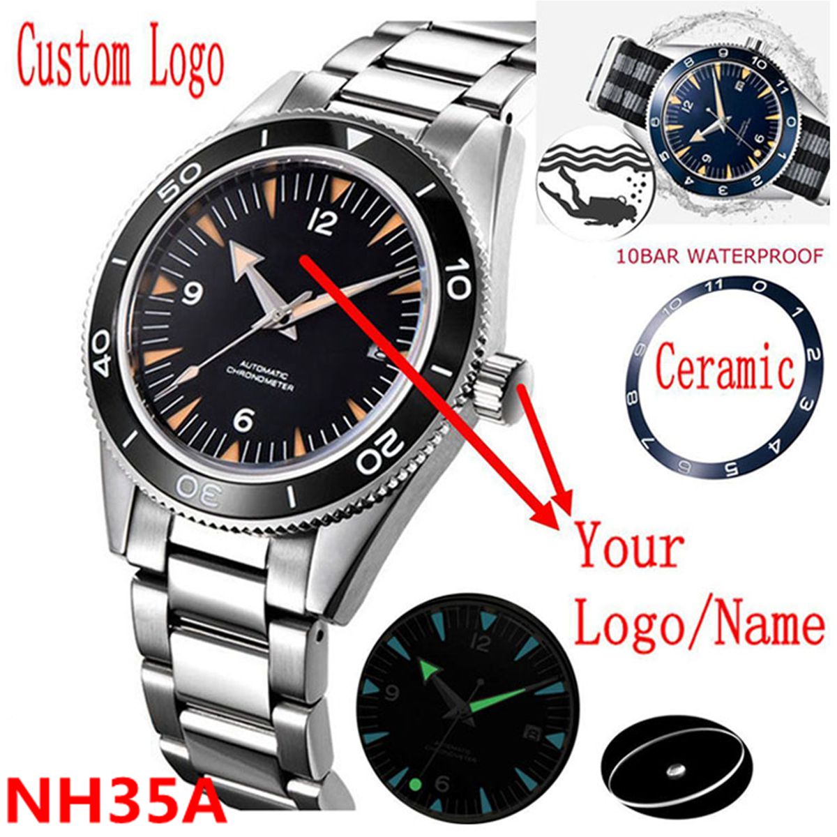 Aangepast logo NH35 uurwerk ho - Jewelry Style Watches recensie en prijs
