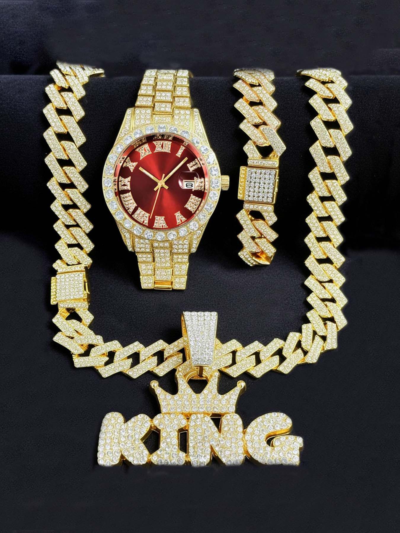 Heren Bling Sieradenset: Goude - King'S Jewelry Watches recensie en prijs