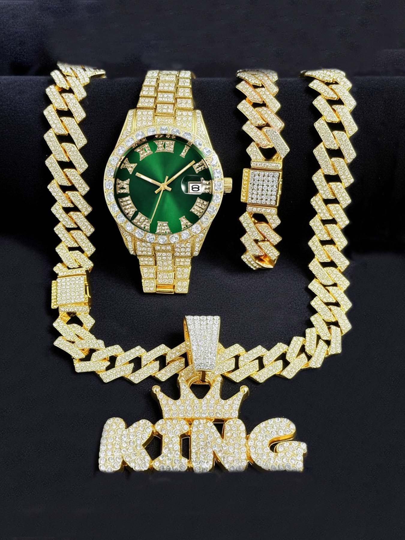 Heren Bling Sieradenset: Goude - King'S Jewelry Watches recensie en prijs